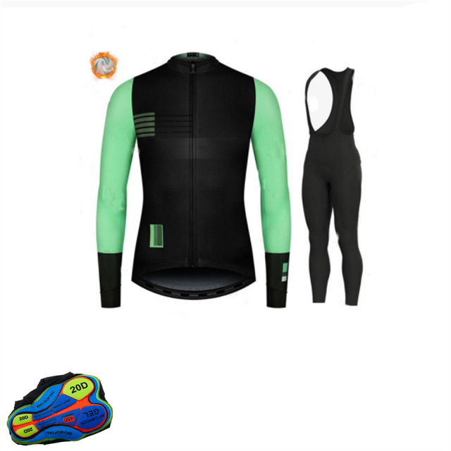 Zestaw odzieży rowerowej na zimę 2021 - koszulka z polaru + spodnie na szelkach - MTB, sportowe, ciepłe - Wianko - 12