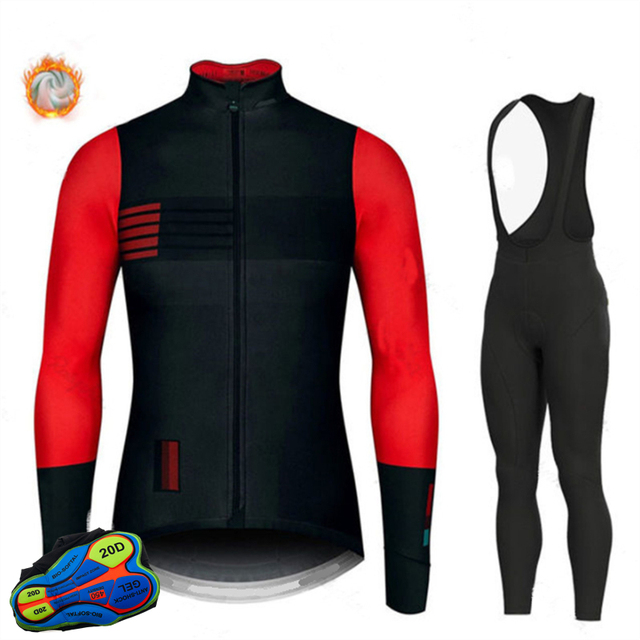 Zestaw odzieży rowerowej na zimę 2021 - koszulka z polaru + spodnie na szelkach - MTB, sportowe, ciepłe - Wianko - 10