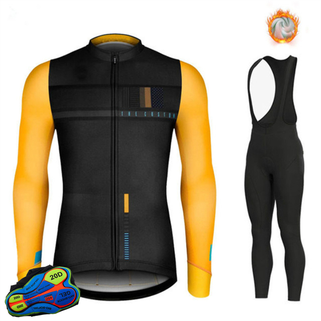 Zestaw odzieży rowerowej na zimę 2021 - koszulka z polaru + spodnie na szelkach - MTB, sportowe, ciepłe - Wianko - 5