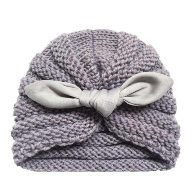 Miękkie czapki dla dzieci - jednolite, z kokardką, elastyczne - jesienno-zimowe, ciepłe, dzianinowe - dla chłopców i dziewcząt - Wianko - 3