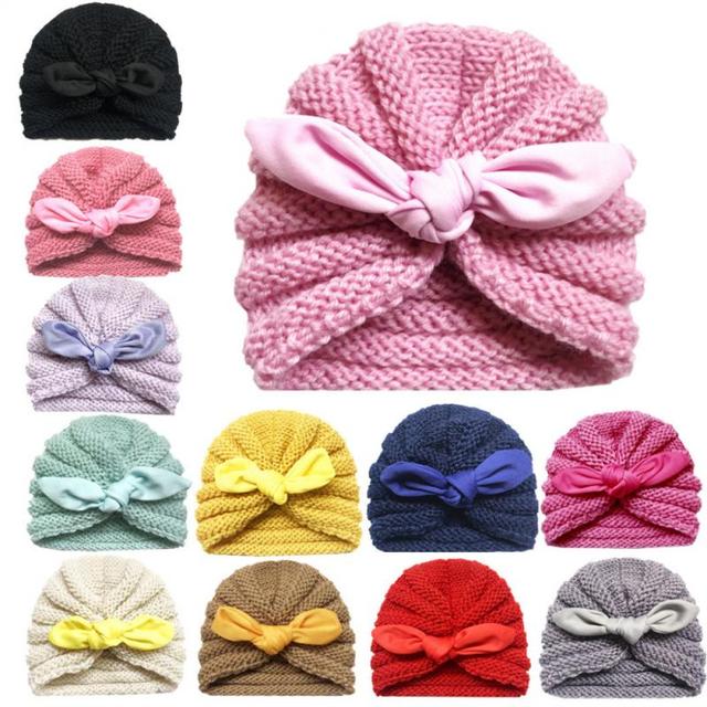 Miękkie czapki dla dzieci - jednolite, z kokardką, elastyczne - jesienno-zimowe, ciepłe, dzianinowe - dla chłopców i dziewcząt - Wianko - 13
