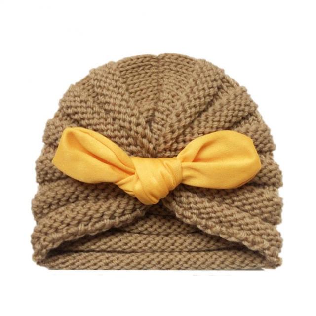 Miękkie czapki dla dzieci - jednolite, z kokardką, elastyczne - jesienno-zimowe, ciepłe, dzianinowe - dla chłopców i dziewcząt - Wianko - 2