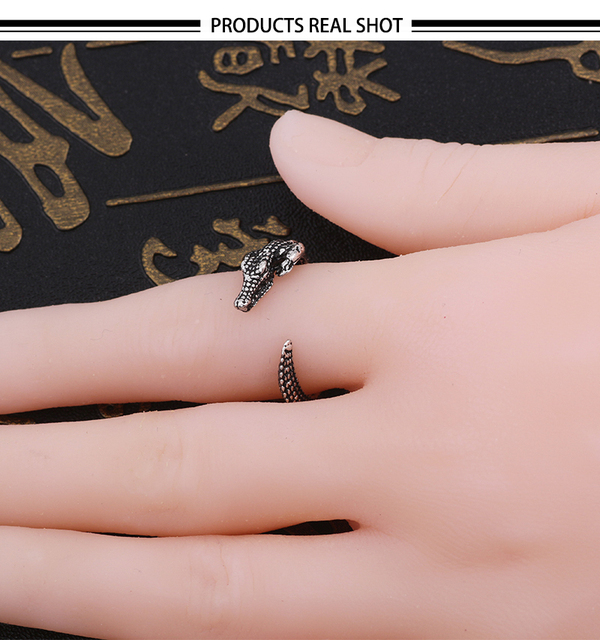 Vintage pierścień z tytanu w stylu punk gothic dla kobiet i mężczyzn motocyklistów, wzór krokodyla, hip-hop, biżuteria otwierająca się, zwierzęcy motyw - Wianko - 13