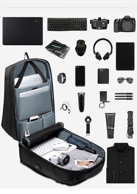 Wodoodporny plecak na laptopa 15 cali czarny dla mężczyzn z zewnętrzną kieszenią podróżna torba 2020 - Wianko - 5