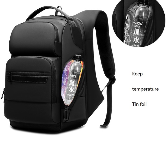 Wodoodporny plecak na laptopa 15 cali czarny dla mężczyzn z zewnętrzną kieszenią podróżna torba 2020 - Wianko - 4