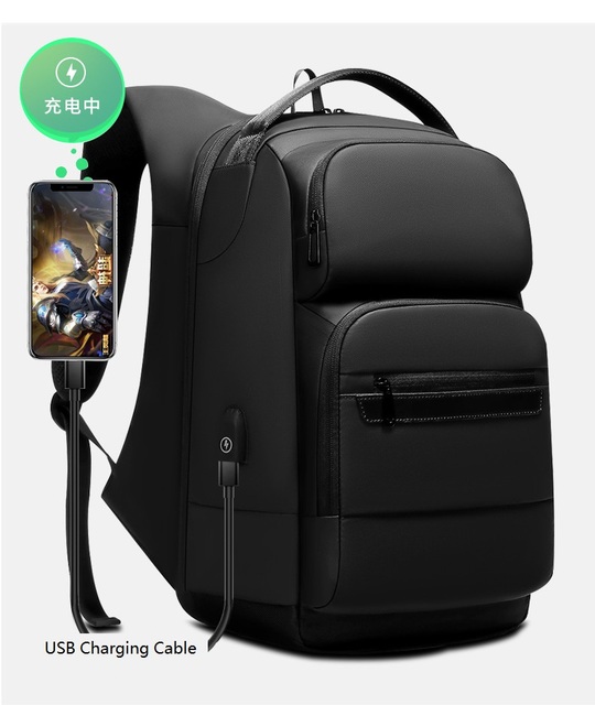Wodoodporny plecak na laptopa 15 cali czarny dla mężczyzn z zewnętrzną kieszenią podróżna torba 2020 - Wianko - 14
