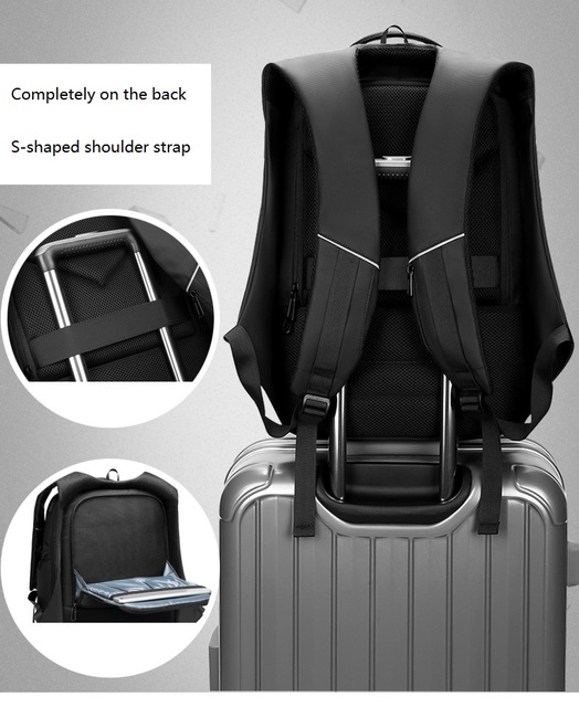 Wodoodporny plecak na laptopa 15 cali czarny dla mężczyzn z zewnętrzną kieszenią podróżna torba 2020 - Wianko - 15