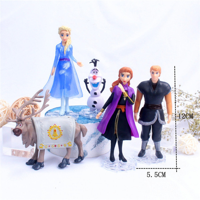 Zestaw 5 sztuk figurki PVC Disney Frozen 2 Elsa Anna Olaf Sven Kristoff - lalki dla dzieci, idealny prezent na Boże Narodzenie (9-14cm) - Wianko - 2