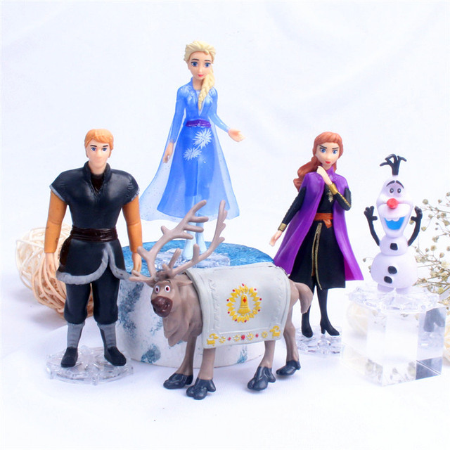Zestaw 5 sztuk figurki PVC Disney Frozen 2 Elsa Anna Olaf Sven Kristoff - lalki dla dzieci, idealny prezent na Boże Narodzenie (9-14cm) - Wianko - 1