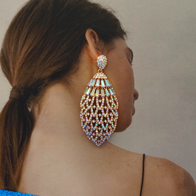 Długie frędzle, modne kolczyki z błyszczącymi kryształami dla kobiet w stylu Bijoux - Wianko - 2