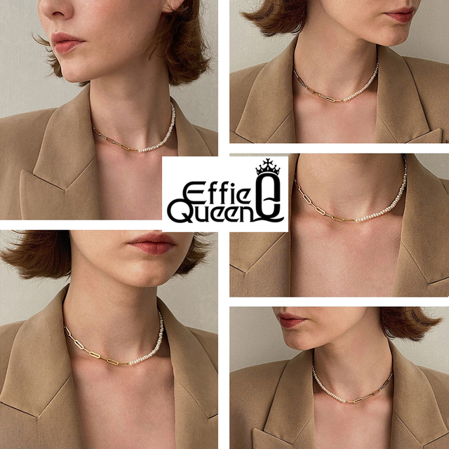 Słodkowodny naszyjnik Effie Queen z naturalnymi perłami i srebrnym łańcuszkiem GPN13 - Wianko - 10
