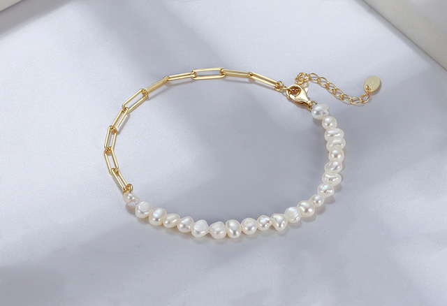 Słodkowodny naszyjnik Effie Queen z naturalnymi perłami i srebrnym łańcuszkiem GPN13 - Wianko - 4