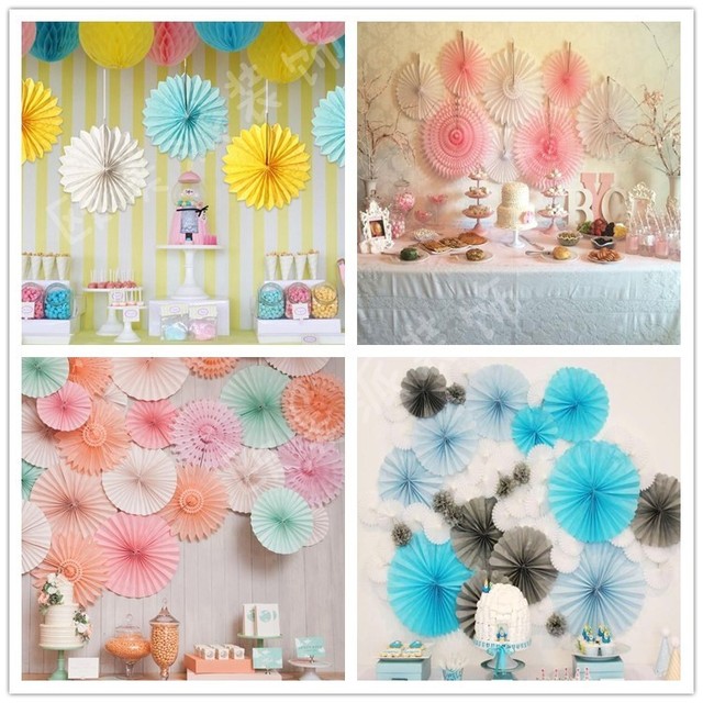 Dekoracja wisząca z bibułki - 10 cali (25 cm), kolorowe wiatraczki na Baby Shower, urodziny, imprezy, śluby i festiwale - Wianko - 2