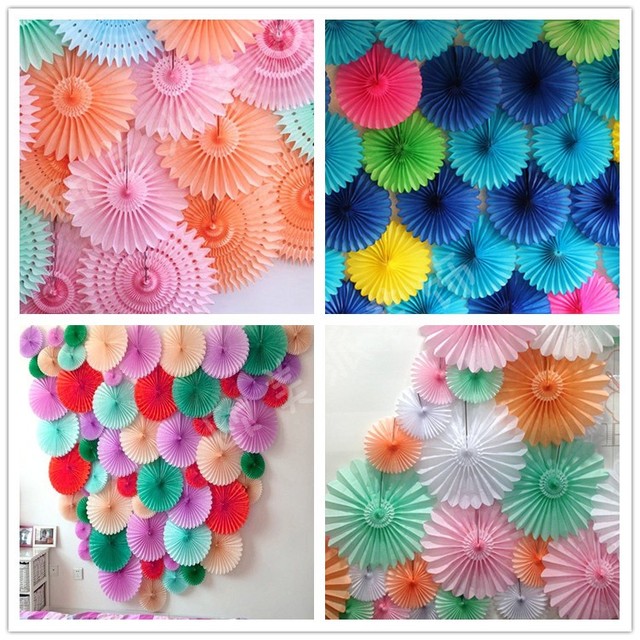 Dekoracja wisząca z bibułki - 10 cali (25 cm), kolorowe wiatraczki na Baby Shower, urodziny, imprezy, śluby i festiwale - Wianko - 3