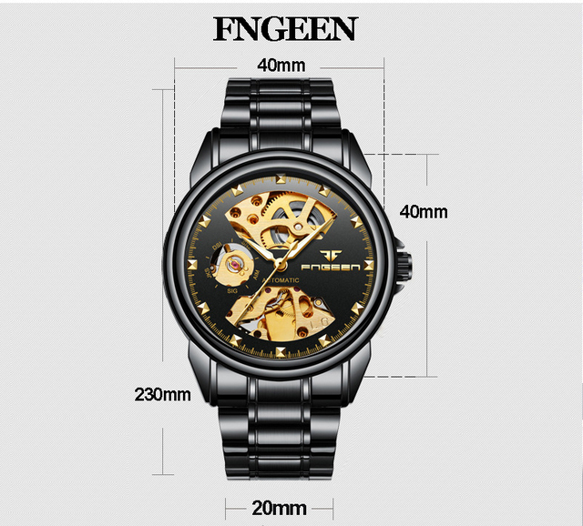 Męski zegarek mechaniczny Tourbillon FNGEEN z nadrukiem srebrny pasek ze stali nierdzewnej - Wianko - 1
