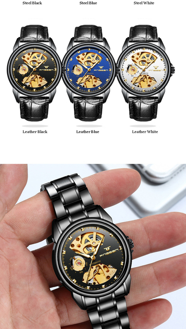 Męski zegarek mechaniczny Tourbillon FNGEEN z nadrukiem srebrny pasek ze stali nierdzewnej - Wianko - 5