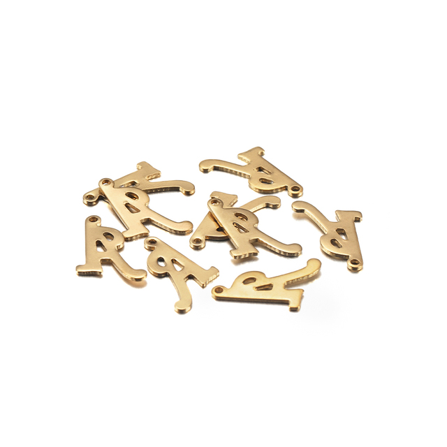 30 wisiorków ze stali nierdzewnej, w kształcie liter A-Z, do własnoręcznego tworzenia biżuterii, złoty kolor - Wianko - 9