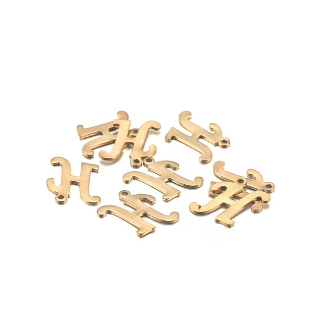 30 wisiorków ze stali nierdzewnej, w kształcie liter A-Z, do własnoręcznego tworzenia biżuterii, złoty kolor - Wianko - 8