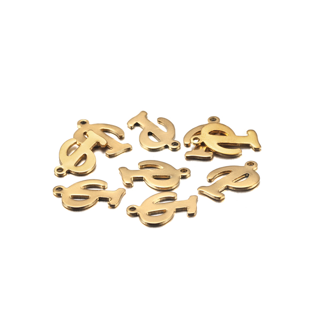 30 wisiorków ze stali nierdzewnej, w kształcie liter A-Z, do własnoręcznego tworzenia biżuterii, złoty kolor - Wianko - 2