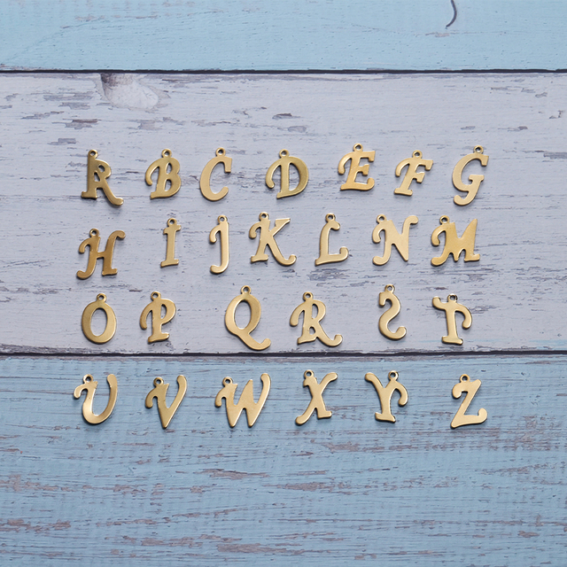 30 wisiorków ze stali nierdzewnej, w kształcie liter A-Z, do własnoręcznego tworzenia biżuterii, złoty kolor - Wianko - 4