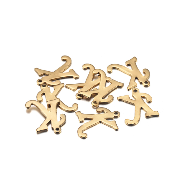 30 wisiorków ze stali nierdzewnej, w kształcie liter A-Z, do własnoręcznego tworzenia biżuterii, złoty kolor - Wianko - 7