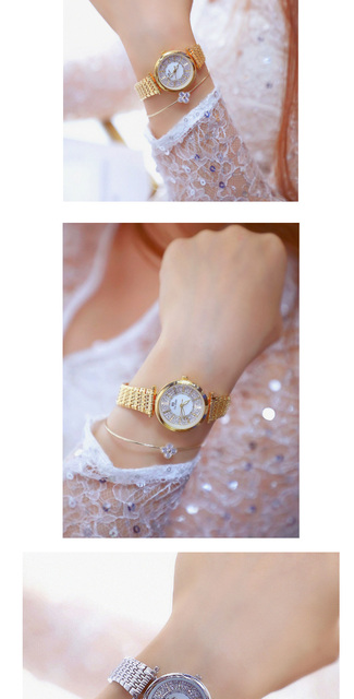Kwarcowy zegarek damski z bransoletką ozdobioną Rhinestone marki BS - Wianko - 5