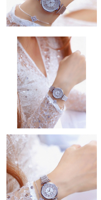 Kwarcowy zegarek damski z bransoletką ozdobioną Rhinestone marki BS - Wianko - 6