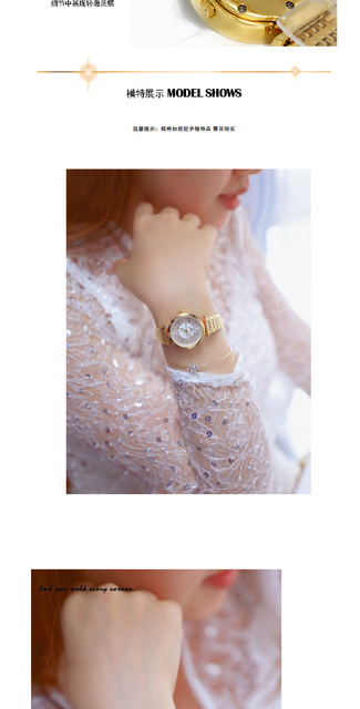 Kwarcowy zegarek damski z bransoletką ozdobioną Rhinestone marki BS - Wianko - 3
