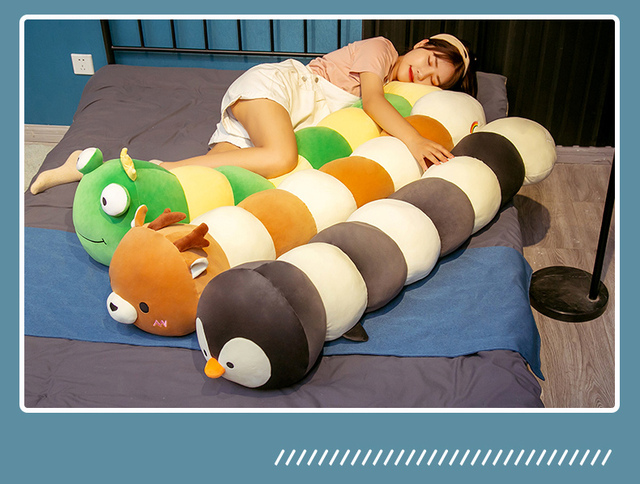 Pluszowy pingwin łoś i żaba poduszka - 80-120cm, długi kształt, Cute Animal, rozmiar do spania - Wianko - 7