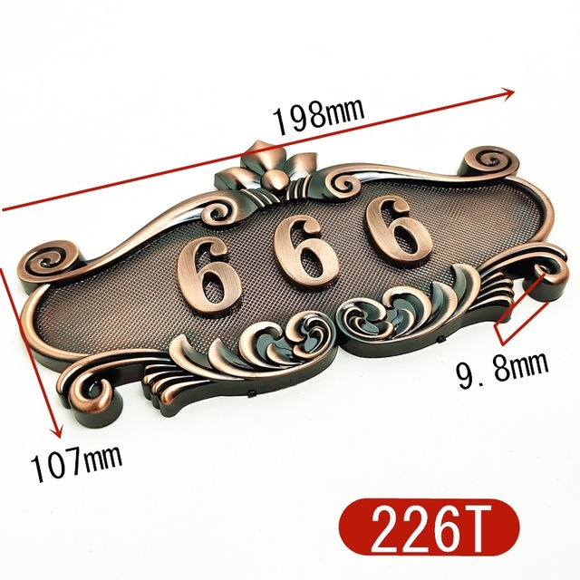Tabliczka numer domu imitacja metalu brązowy DIY, 3 lub 4 cyfry, ABS, drzwiowe, płyta plastikowa - Wianko - 3