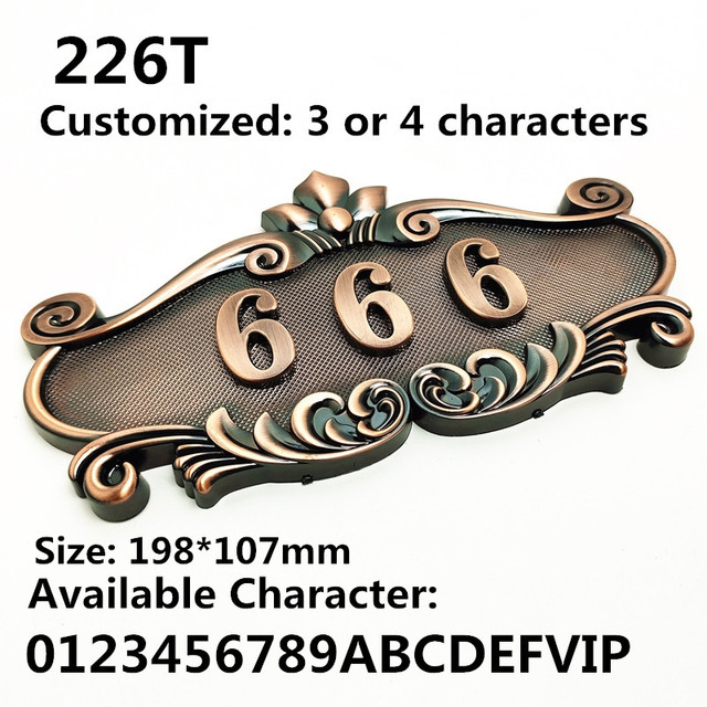 Tabliczka numer domu imitacja metalu brązowy DIY, 3 lub 4 cyfry, ABS, drzwiowe, płyta plastikowa - Wianko - 2