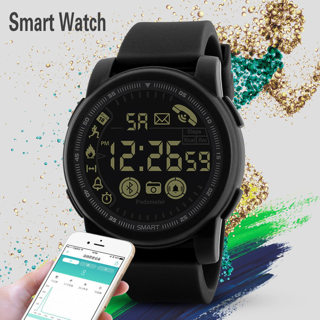 Męskie inteligentne zegarki sportowe z krokomierzem, monitorem aktywności i funkcją Bluetooth, wodoodporne, kompatybilne z systemami Android i iOS - Reloj Hombre homme - Wianko - 1
