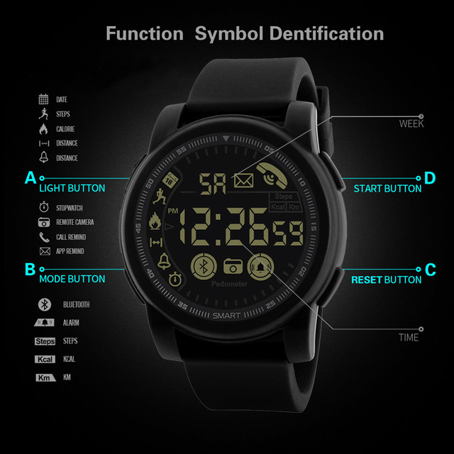 Męskie inteligentne zegarki sportowe z krokomierzem, monitorem aktywności i funkcją Bluetooth, wodoodporne, kompatybilne z systemami Android i iOS - Reloj Hombre homme - Wianko - 15