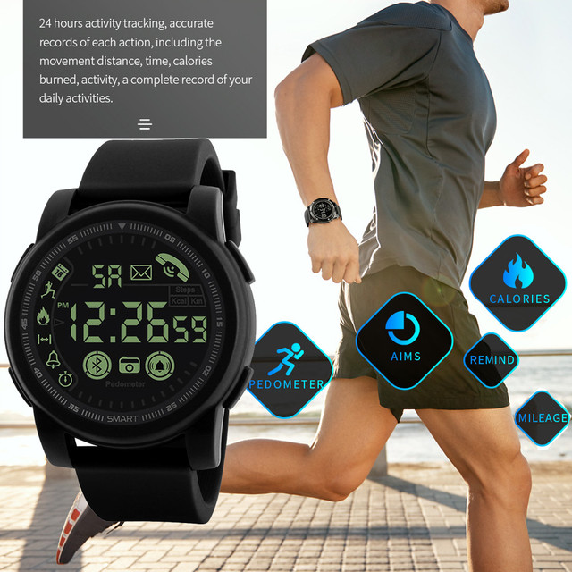 Męskie inteligentne zegarki sportowe z krokomierzem, monitorem aktywności i funkcją Bluetooth, wodoodporne, kompatybilne z systemami Android i iOS - Reloj Hombre homme - Wianko - 9