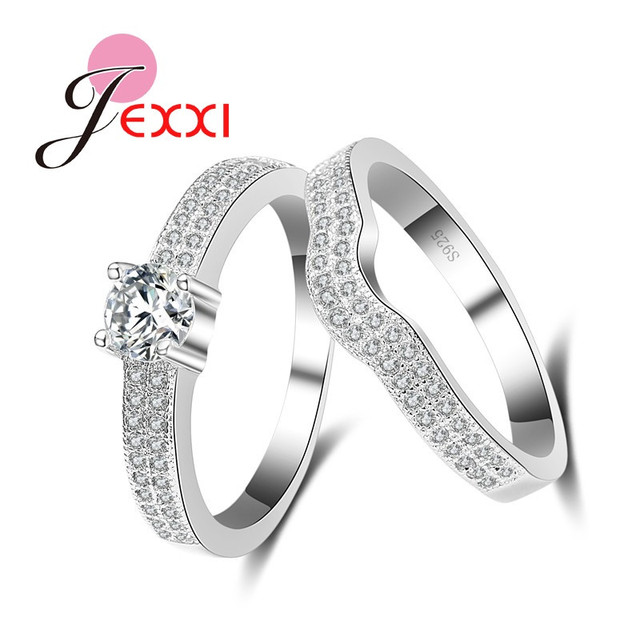 Pierścień dwupalczasty dla kobiet na ślub z kryształowym cyrkonem i próbą srebra 925 w rozmiarach 5-9 - Wianko - 2
