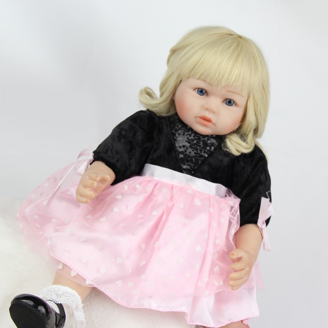 Lalka Winylowa Odrodzona Dziewczynka 60 cm - Blond Księżniczka z Futrzanymi Włosami w Stylu Ręcznie Robionych Zabawek - Idealny Prezent Dla Dziecka - Wianko - 4