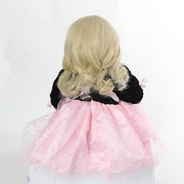 Lalka Winylowa Odrodzona Dziewczynka 60 cm - Blond Księżniczka z Futrzanymi Włosami w Stylu Ręcznie Robionych Zabawek - Idealny Prezent Dla Dziecka - Wianko - 3