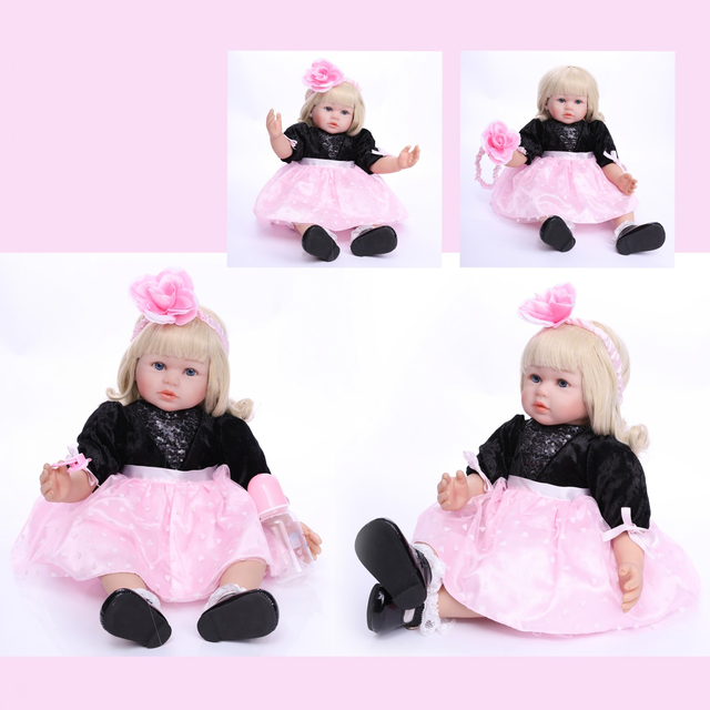 Lalka Winylowa Odrodzona Dziewczynka 60 cm - Blond Księżniczka z Futrzanymi Włosami w Stylu Ręcznie Robionych Zabawek - Idealny Prezent Dla Dziecka - Wianko - 6