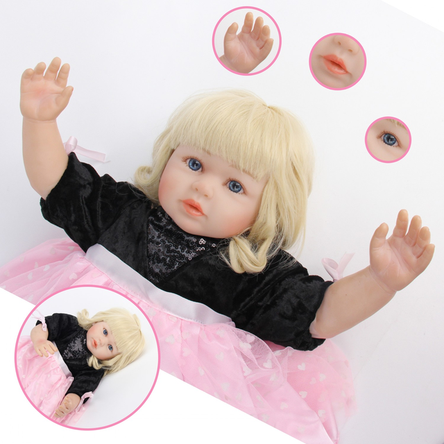 Lalka Winylowa Odrodzona Dziewczynka 60 cm - Blond Księżniczka z Futrzanymi Włosami w Stylu Ręcznie Robionych Zabawek - Idealny Prezent Dla Dziecka - Wianko - 5