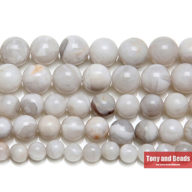 Białe szalone agaty - kamienie naturalne, okrągłe koraliki 6-10 mm do tworzenia biżuterii - Wianko - 42