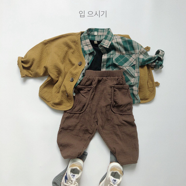 Spodnie dziecięce w nowym stylu: Jesień 2021, niemowlęce, chłopcy, dziewczynki, długie, bawełniane, luźne, rzepy, jednolity kolor - Wianko - 12