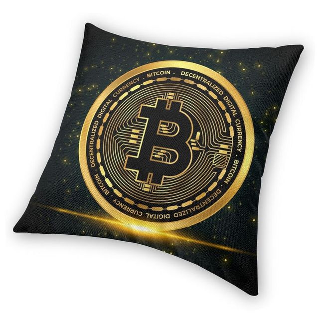 Kryptowaluta Bitcoin - poszewka dekoracyjna 40x40cm z motywem Blockchain - Wianko - 3