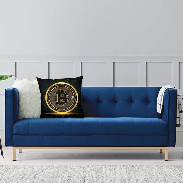 Kryptowaluta Bitcoin - poszewka dekoracyjna 40x40cm z motywem Blockchain - Wianko - 5