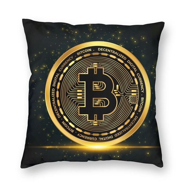 Kryptowaluta Bitcoin - poszewka dekoracyjna 40x40cm z motywem Blockchain - Wianko - 1