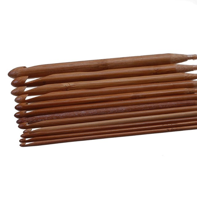 Zestaw 12 elastycznych igieł i haków do szydełkowania dywanów afgańskich i tunezyjskich z naturalnego bambusa, długość losowa 130-120cm - Wianko - 2