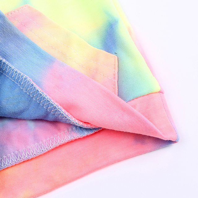 Zestaw ubrań dla chłopców: piżama z kapturem + spodenki w stylu Tie Dye z bawełny - Wianko - 9