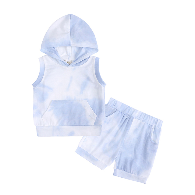 Zestaw ubrań dla chłopców: piżama z kapturem + spodenki w stylu Tie Dye z bawełny - Wianko - 21