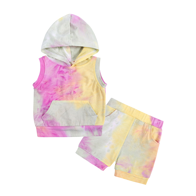Zestaw ubrań dla chłopców: piżama z kapturem + spodenki w stylu Tie Dye z bawełny - Wianko - 20