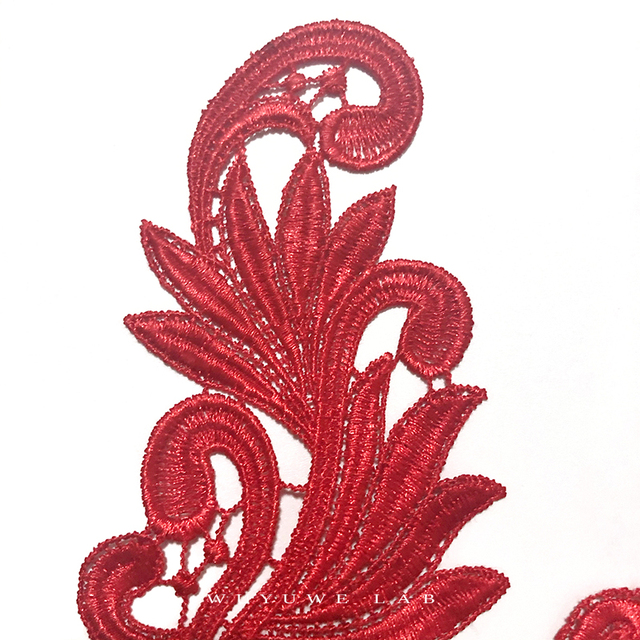 Białe czarne czerwone kwiatowe aplikacje haftowane na materiale do naprawy i ozdobienia odzieży (26x8cm) - Wianko - 11