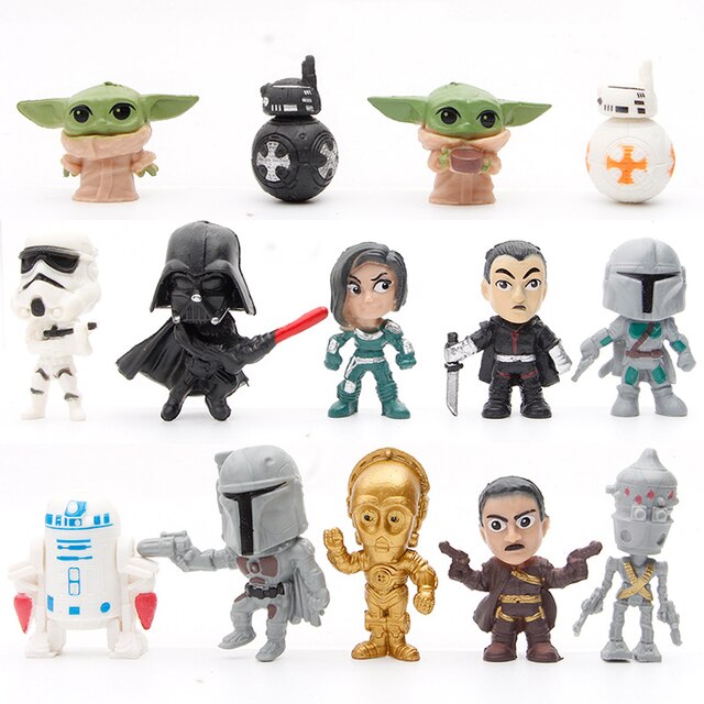 Zestaw 14 lalak Star Wars 4cm: Yoda, Luke Skywalker, BB8, Darth Vader, Imperial szturmowiec - prezenty dla dzieci - Wianko - 1